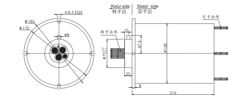 2M158045002M15804500系列500A過(guò)孔式大電流導電滑環(huán) 系列滑環(huán)外形圖紙