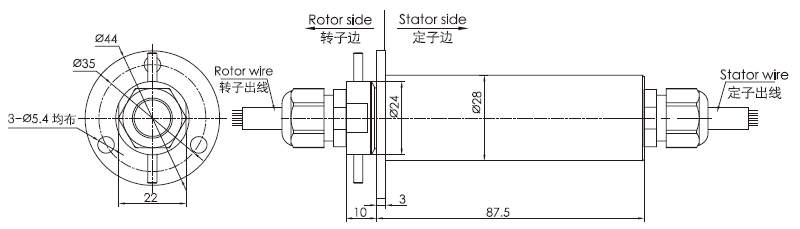 f028F028系列水下工作滑環(huán)(外徑28mm，IP68) 系列滑環(huán)外形圖紙