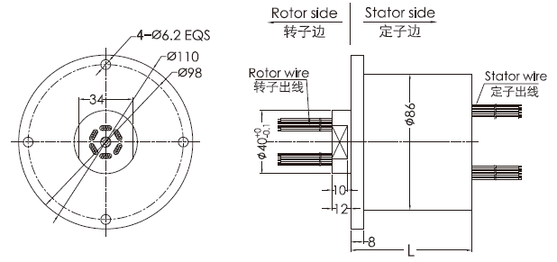 f086F086系列防水導電滑環(huán)(外徑86mm，IP65) 系列滑環(huán)外形圖紙