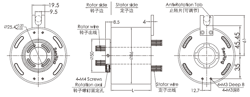 fh2586FH2586系列防塵防水滑環(huán)引電器 系列滑環(huán)外形圖紙